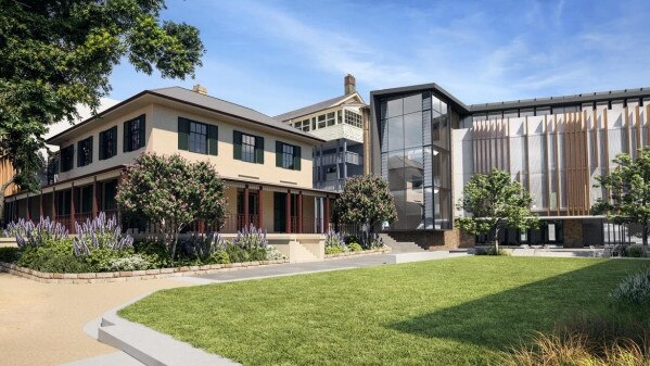 How the restored Barham House and multi-purpose building could look when viewed from the main lawn. Picture: Tanner Kibble Denton Architects