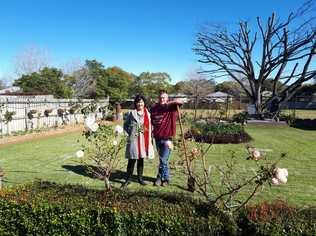 Rob Kennedy will open his garden to the public on Sunday, July 28, in the lead-up to the Chronicle Garden Competition. He is pictured here with Cr Nancy Sommerfield. Picture: Contributed