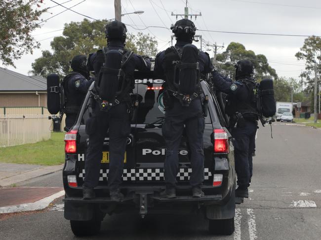 Riot squad officers made the arrest. Picture: NSW Police