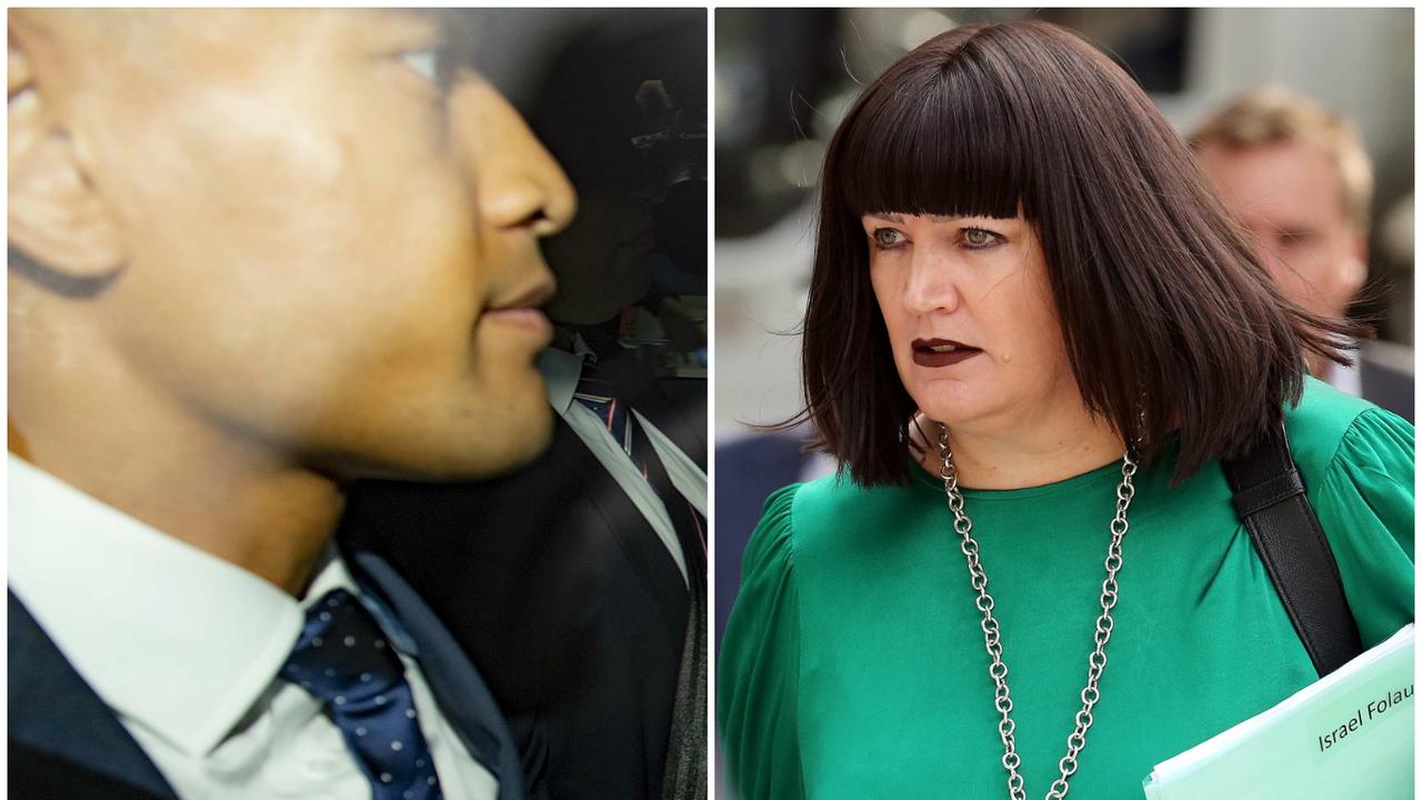 Israel Folau and Raelene Castle attend the hearing. Photos: Getty/Daily Telegraph