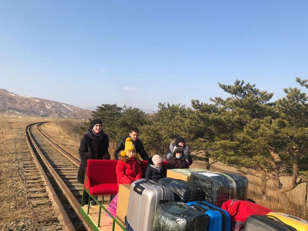 A Russian diplomat and his family has fled North Korea by pushing a railway handcart containing their belongings over the border. Picture: Russian Foreign Ministry/AFP