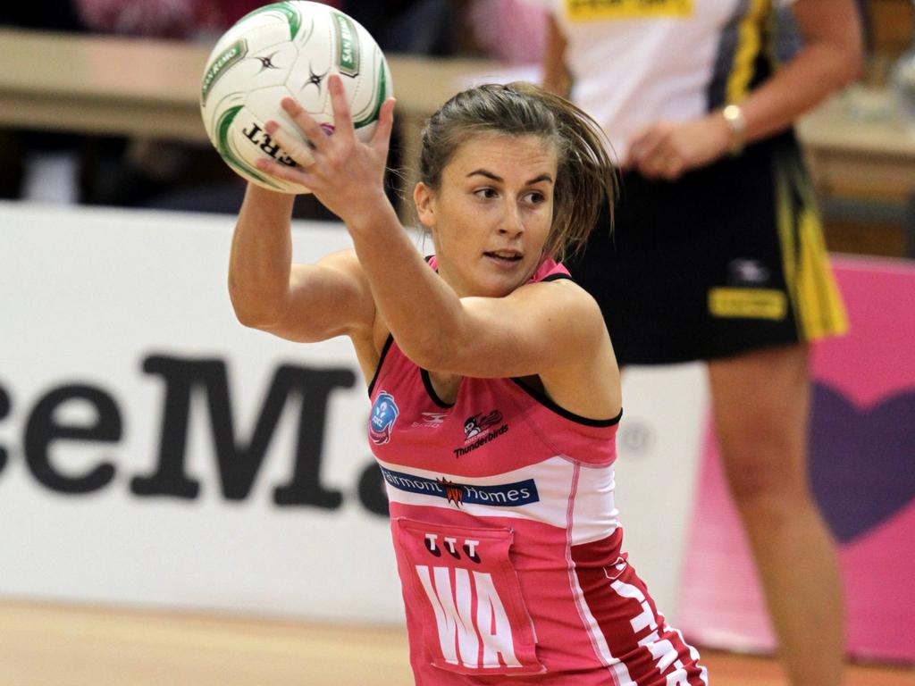 Proud contended her first two professional netball seasons with the Thunderbirds while still at school. Picture: News Corp Australia