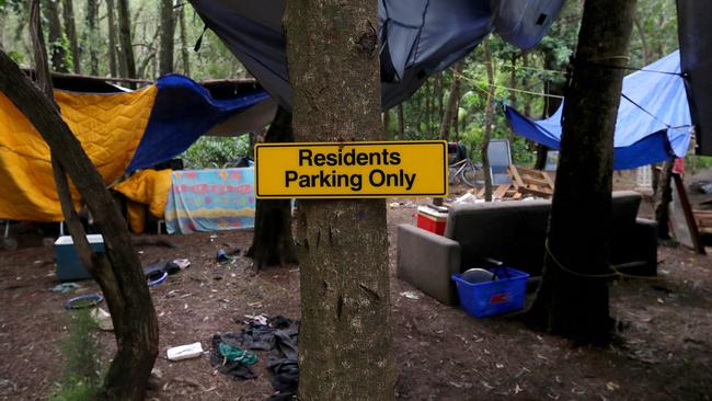 The area known as Tent City behind the Coffs Harbour Neighbourhood Centre. Picture: Toby Zerna