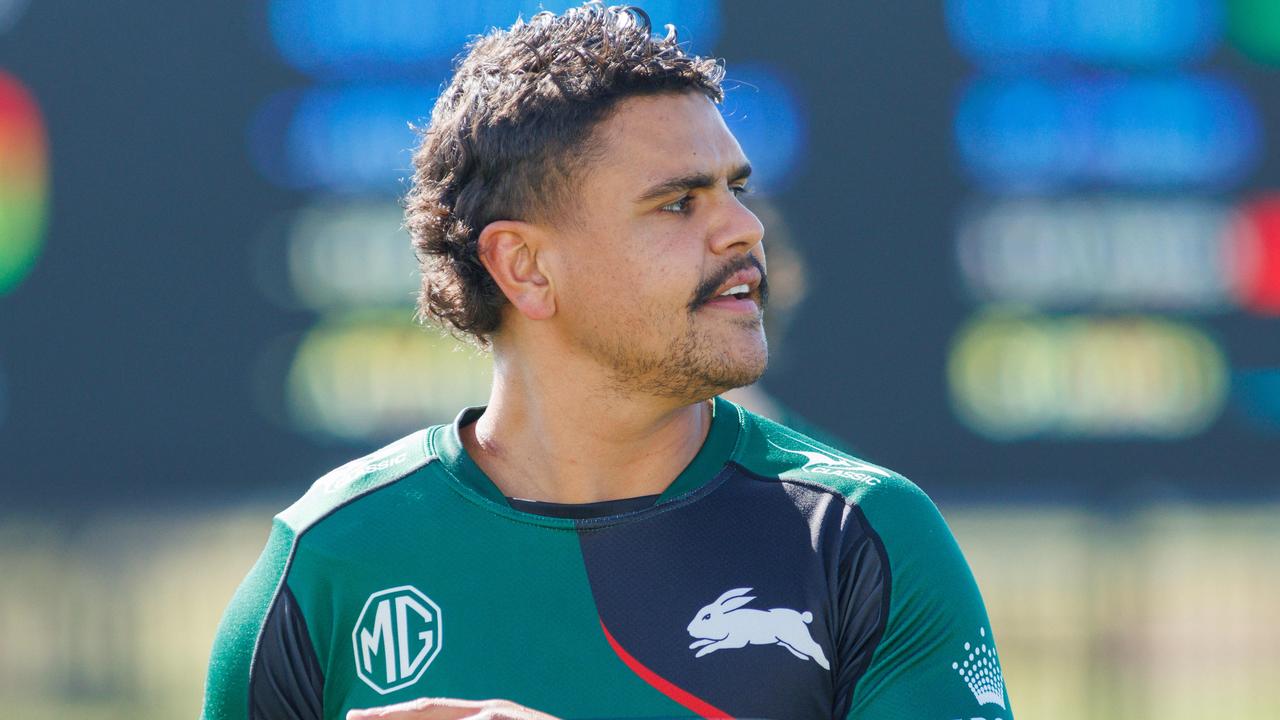 DAILY TELEGRAPH. SPORT. Latrell Mitchell during South Sydney Rabbitohs training at USANA Rabbitohs Centre, Maroubra. 29/08/2023. Pic by Max Mason-Hubers