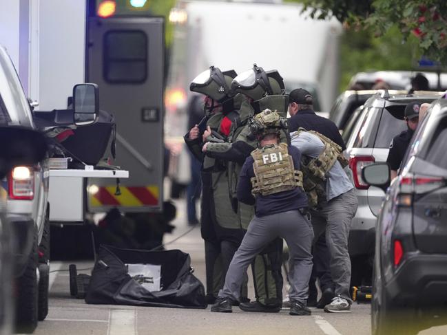 Law enforcement officials at the scene of the attack on a pro-Israel demonstration at the Pearl Street Mall in Boulder, Colorado. Picture: AP
