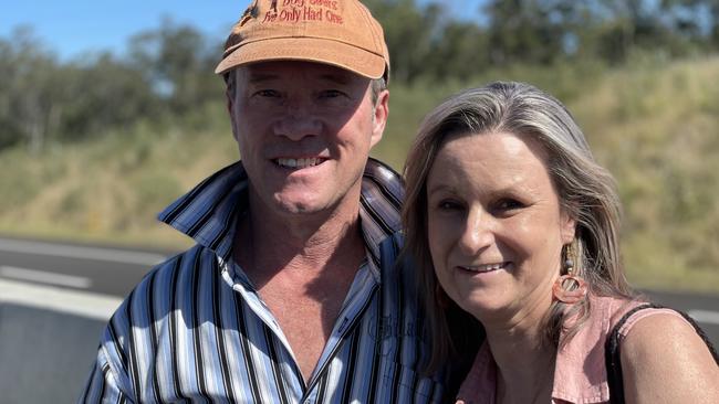 Tim and Karen Wood celebrate the impending opening of the Gympie Bypass at a community event on Saturday August 17, 2024.