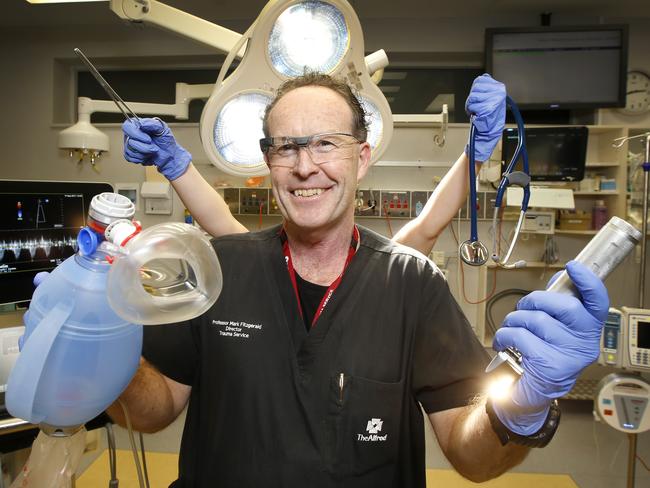 Professor Mark Fitzgerald is developing a prototype of Google Glass, which can be used by ED doctors to give them a spare set of hands. Picture: David Caird