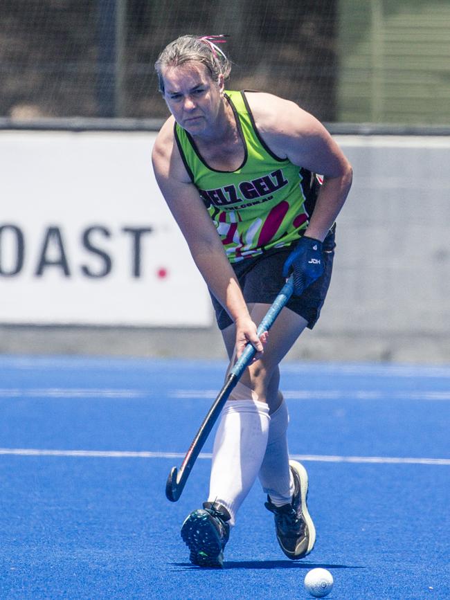 Hells Gellz V Star Strikers in action in the Pan Pacific Masters Games Hockey tournament. Picture: Glenn Campbell