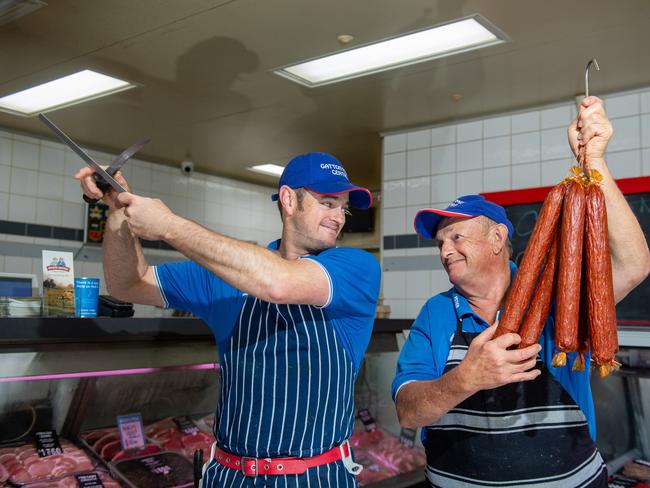 Joel Schmidt, with his father Peter Schmidt, will expand the Gatton Meat Centre into a new building by mid next year. Photo: Ali Kuchel