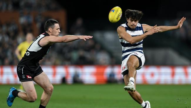 Lawson Humphries’ kicking was on show against Port Adelaide. Picture: Mark Brake/Getty Images