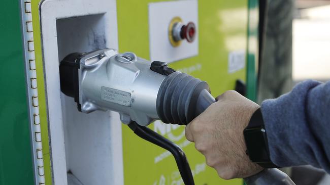 An electric car charging station in Sydney. Picture: AAP Image/Daniel Munoz