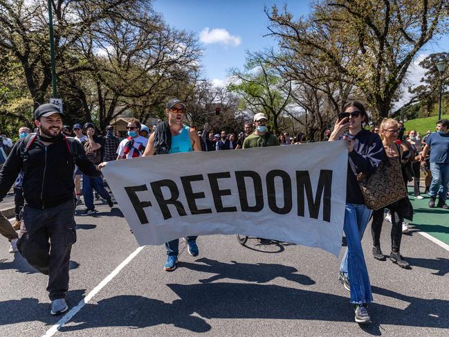 Northern Hospital nurse unit manager Jacqui Harper she and colleagues were “very frustrated” with anti-vaccination protesters like those who rallied on Saturday. Picture: NCA NewsWire/Sarah Matray