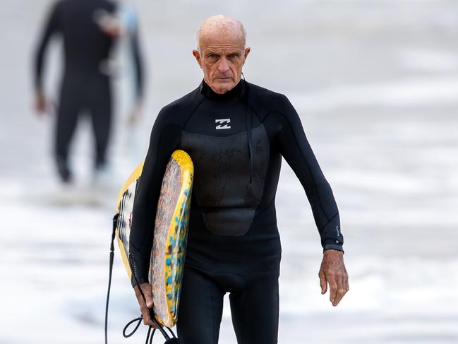 Jon Winfield surfing at Sharpes Beach. Picture: Liam Mendes/The Australian