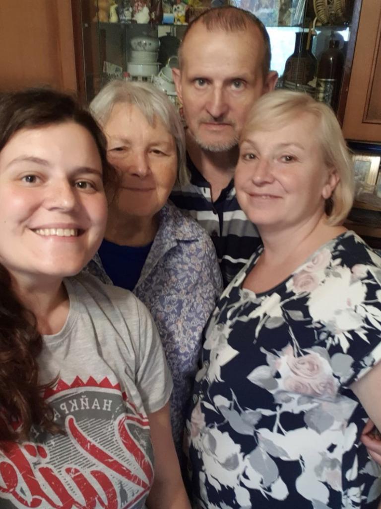 Ukrainian-born Brisbane resident Anna, with her grandmother Lina and her parents Maria and Oleksandr. All three of her loved ones still like in Ukraine.