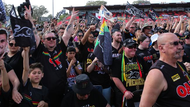 Panthers fans turned out in force at Bluebet Stadium to celebrate Penrith’s grand final triumph. Picture: NCA Newswire/Gaye Gerard