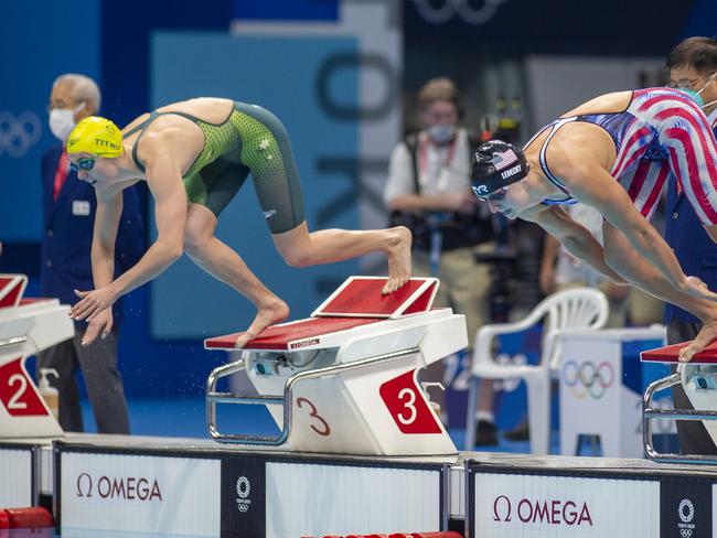 Ariarne Titmus beat American Katie Ledecky in the 400m freestyle at the Tokyo Olympics. Picture: Tim Clayton/Corbis via Getty Images