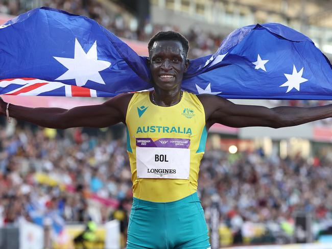 BIRMINGHAM 2022 COMMONWEALTH GAMES. 07/08/2022   .  Track and Field at Alexander Stadium.  Mens 800 mtr final . Australian Peter Bol after winning silver . Picture: Michael Klein