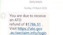 A scam text that claims to be from the ATO or myGov. Source: scamwatch.gov.au