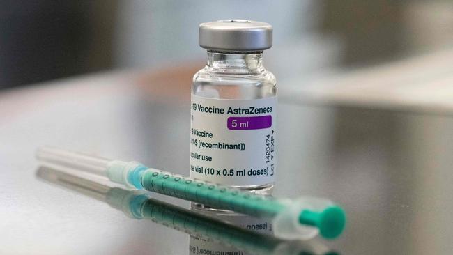 A vial containing the COVID-19 vaccine by AstraZeneca. Picture: AFP