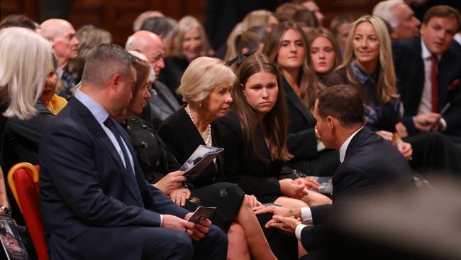 Family and friends of Lang Walker at the memorial service for Lang Walker AO at the Sydney Town Hall. Picture: NCA NewsWire / Damian Shaw