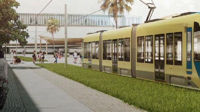 Plans which show how light rail and the trams would reach the Gold Coast Airport at Coolangatta.