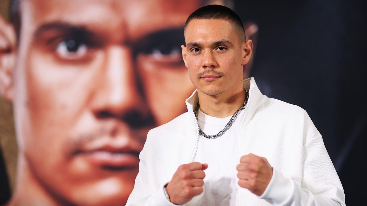 Tim Tszyu poses for photographs after his world title fight was announced. (Photo by Mark Evans/Getty Images)