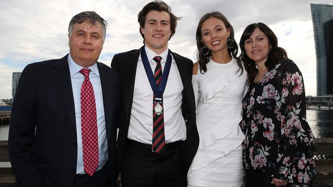 Andrew McGrath with his family after winning the Rising Star. Picture: Michael Klein