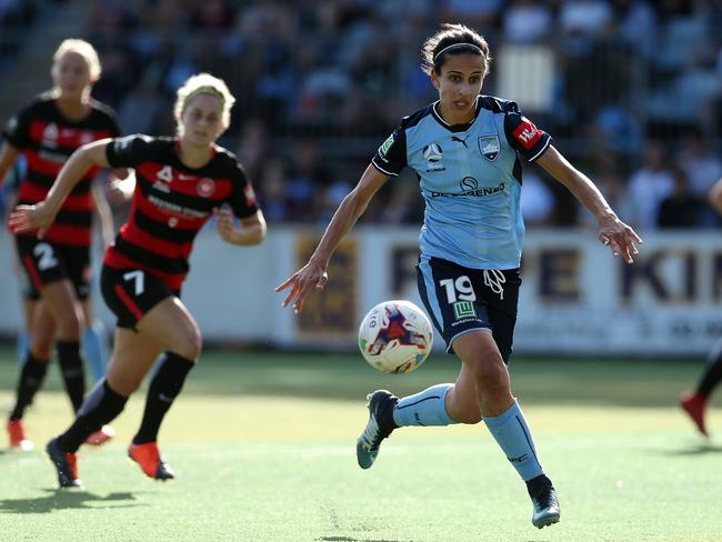 In action last season for Sydney FC against her new club. Pic: Getty Images