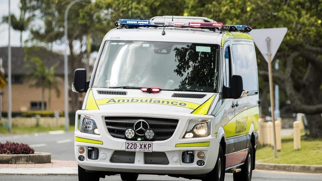 A man in his 50s has been rushed to hospital after coming off his bike and hitting a light pole at Lutwyche.