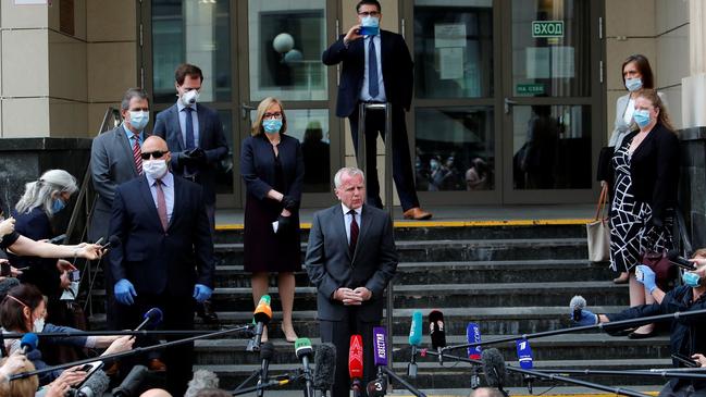 John Sullivan, former US ambassador to Russia, is interviewed after Whelan’s 2020 verdict hearing. Picture: Maxim Shemetov/Reuters/WSJ