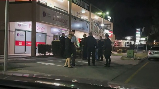 Police at the scene of a violent robbery in which two women were ziptied and holed up in a room. Picture: 9 News Gold Coast