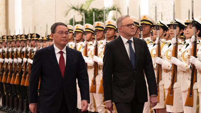 Chinese Premier Li Qiang with Anthony Albanese at the Great Hall of the People in Beijing in November last year. Picture: PMO