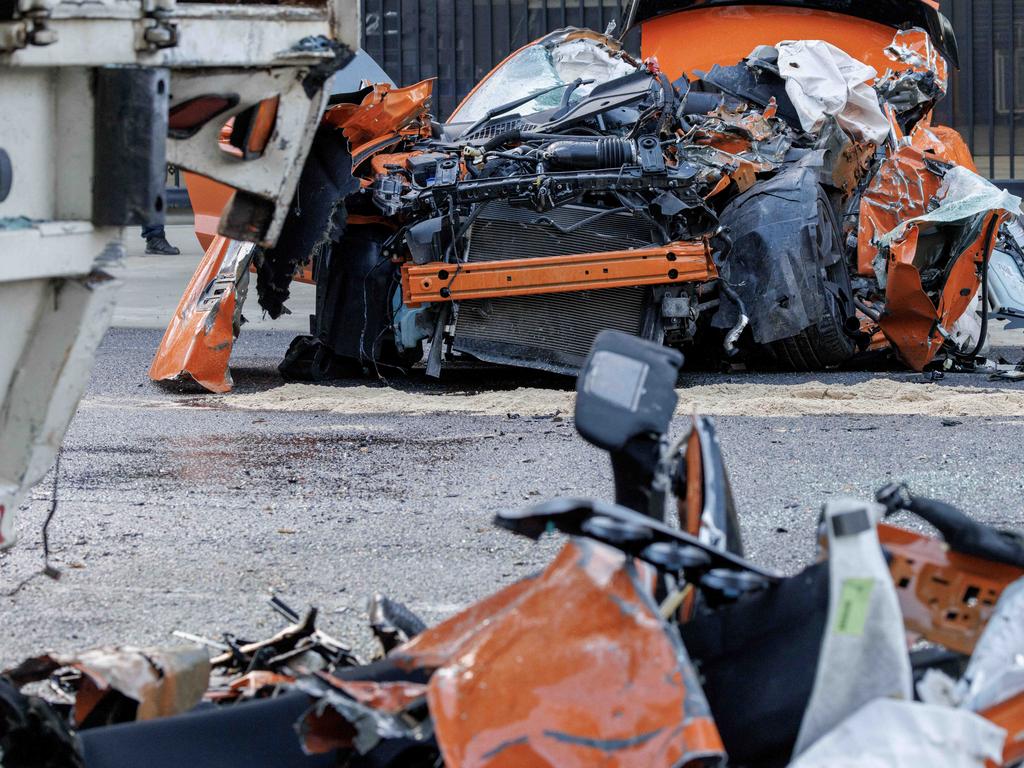 Police say the high-powered muscle car crashed about 1am Wednesday. Picture: David Geraghty