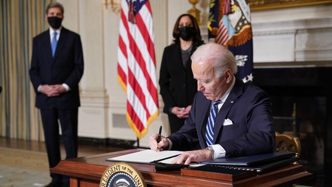 Joe Biden gets down to work. Picture: AFP