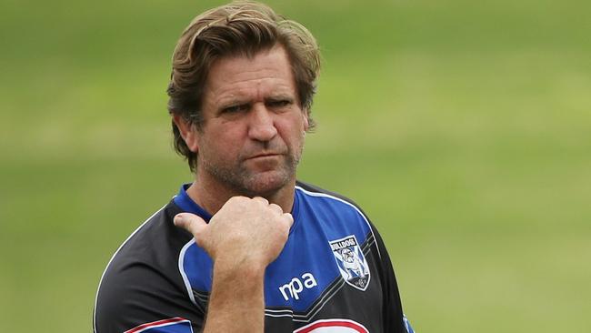Bulldogs coach Des Hasler punted photographers and TV cameras from training after just four minutes. Picture: Stephen Cooper