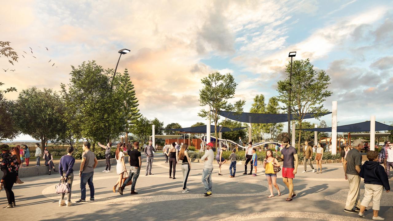 Concept images of ‘The Square’ at West Beach. Picture: Supplied