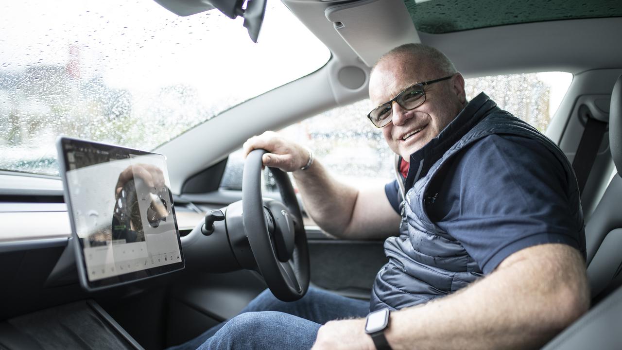 Drive Car Hire will have three Tesla Model 3s in their hire fleet. Photograph shows Operations Manager Andrew Hazelwood. Picture Eddie Safarik