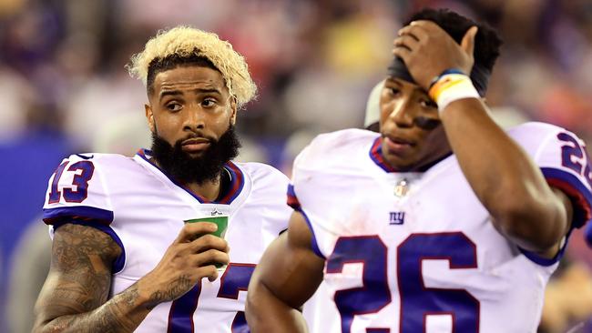 Giants offensive superstars Odell Beckham #13 and Saquon Barkley #26. Picture: Getty Images