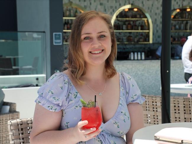 Shelleigh Jensen enjoying a drink at Theo's rooftop.