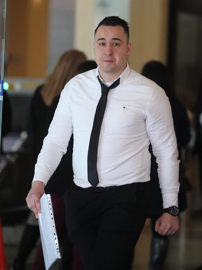 Dzan Trnka leaves the Downing Centre today, he is one of four people facing drugs charges after a police operation in the eastern suburbs in July. Picture: John Grainger