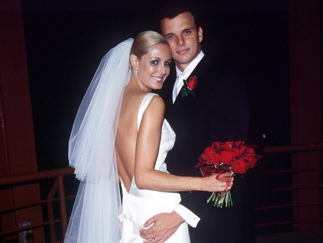 Charlotte Dawson with swimmer Scott Miller at their wedding in 1999.