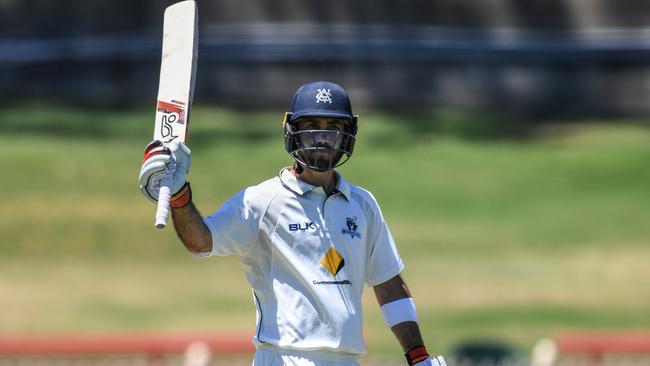 Glenn Maxwell celebrates his 250 at North Sydney Oval.