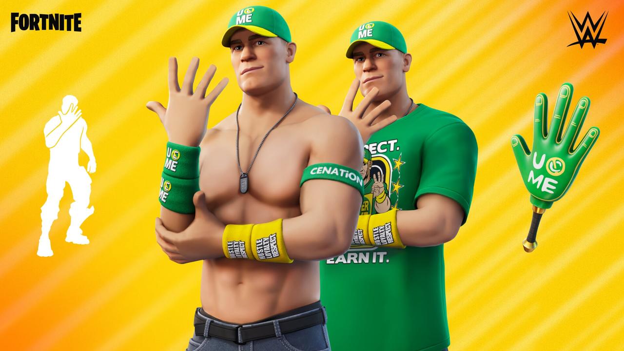 John Cena is coming to Fortnite with two outfits, a U Can’t C Me emote, and a Five Digit Slapper pickaxe. Picture: Epic Games