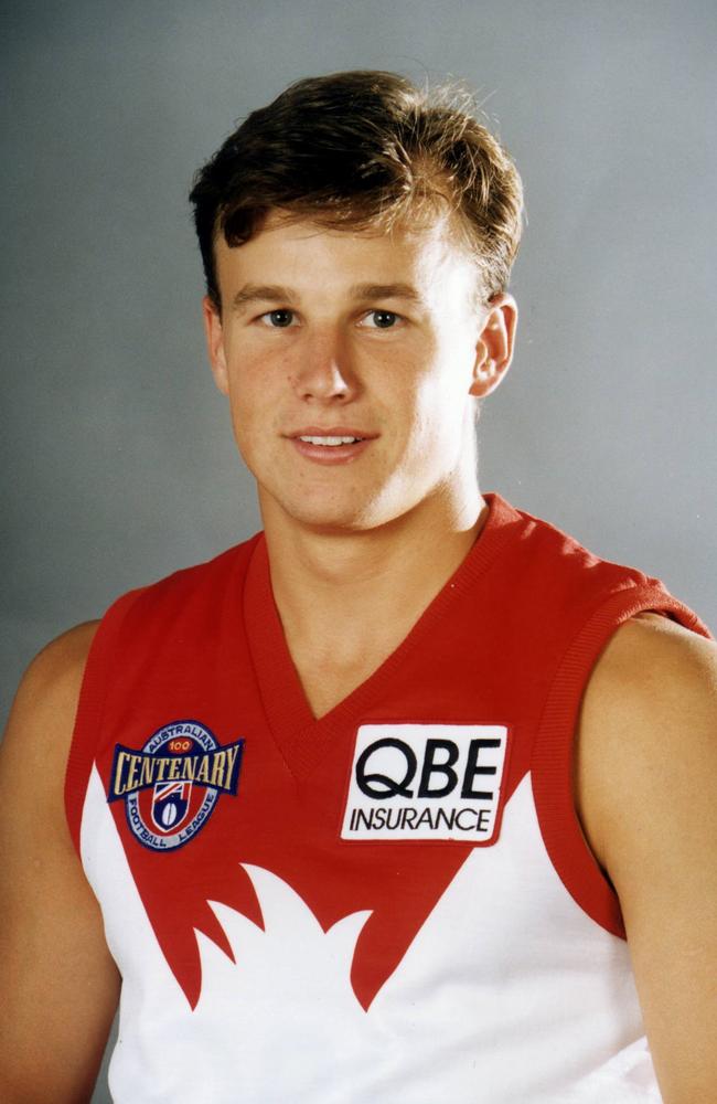 Matthew Nicks in his Sydney Swans headshot in 1996.