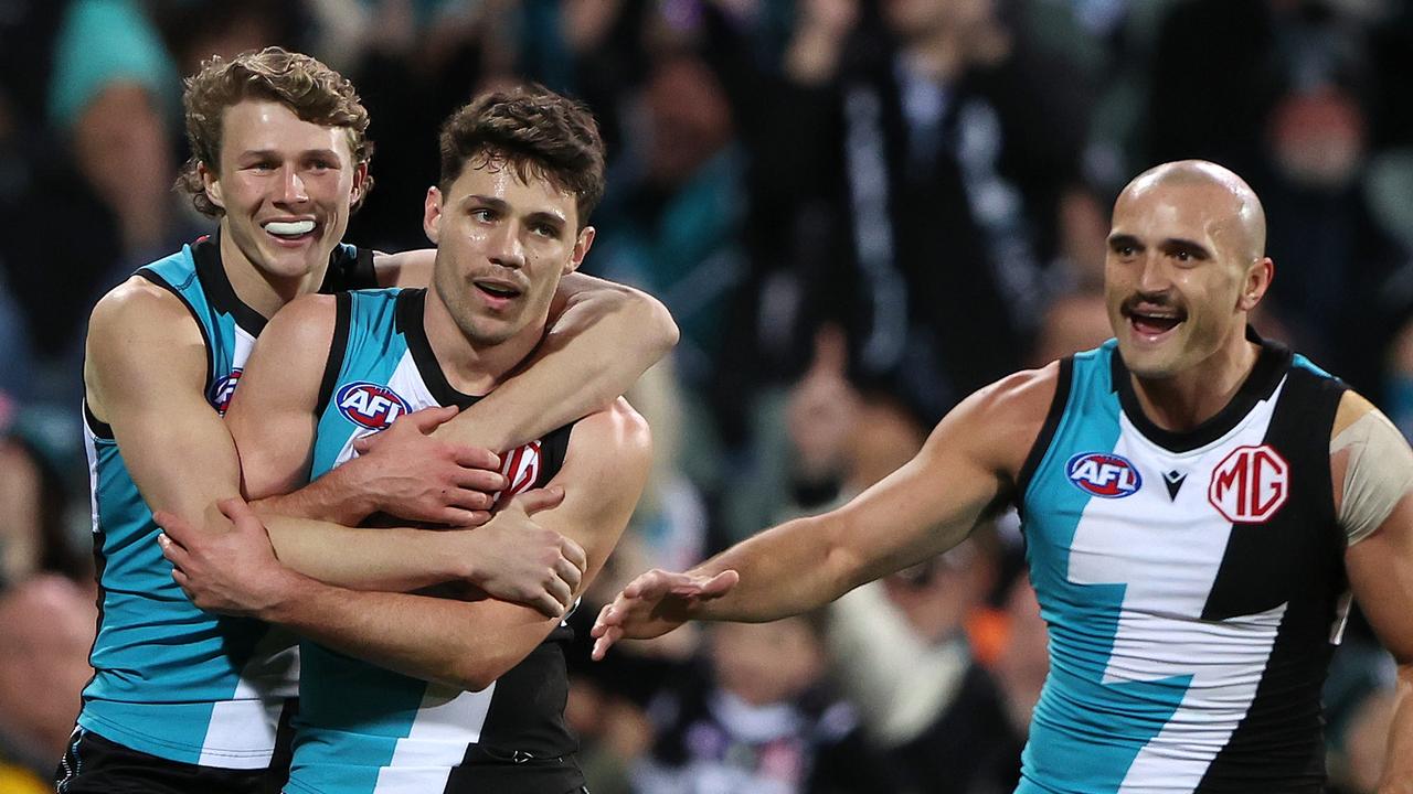 The Power’s dominant win locks them in the top four for finals. (Photo by Sarah Reed/AFL Photos via Getty Images)