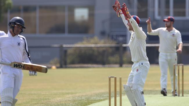 Toorak Prahran keeper Brandon Speedie appeals for a run out. Picture: Stuart Milligan