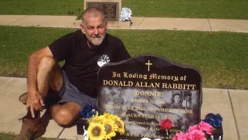 Robin Rabbitt says he visits his son's grave every day. Donald Rabbit was fatally crushed while changing a tyre.