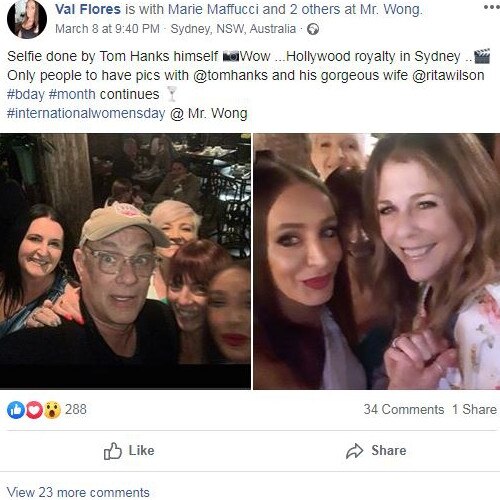 Val Flores ran into the Hollywood stars in Sydney. Picture: Facebook