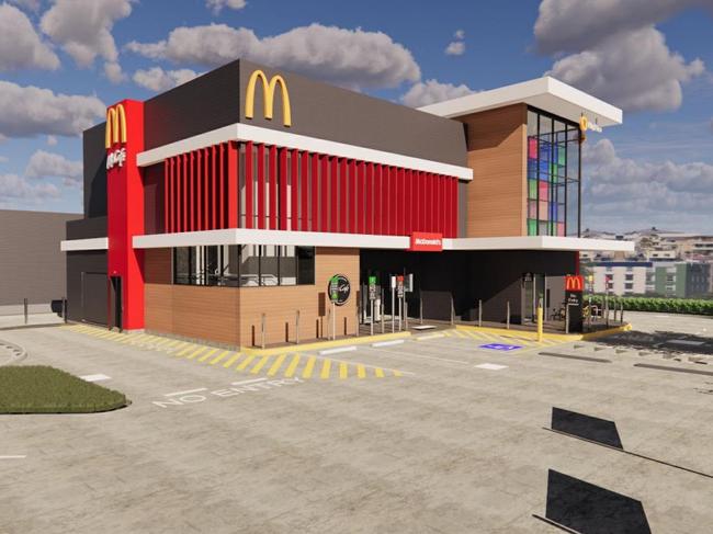 An artist's impression of a new 24-hour McDonalds restaurant at 370-372 Main Rd, Toukley, opposite Toukley Public School. Picture: supplied