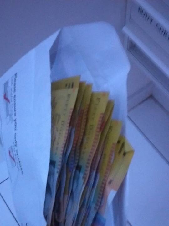 Corey Christopher Haysom, 30, posted an image of an envelope filled with cash.